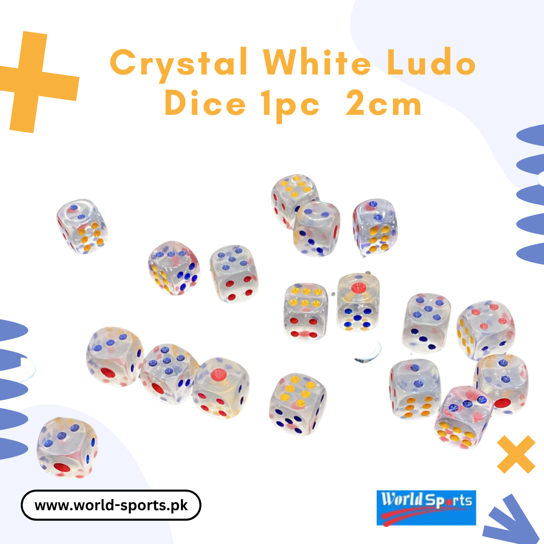 Crystal White Ludo Dice (1 pc, 2 cm) – Premium Quality Dice for Board Games