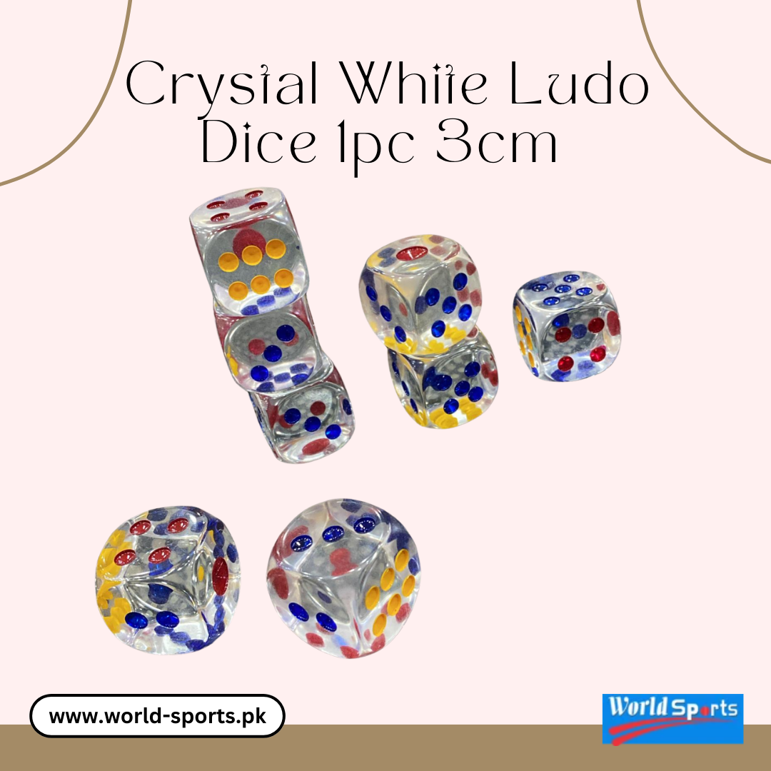 Crystal White Ludo Dice (1 pc, 3 cm) – Large Premium Dice for Ludo & Board Games