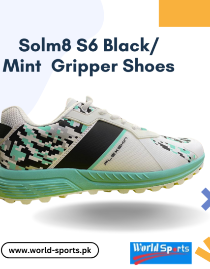 Solm8 S6 Black/Mint Gripper Shoes – Non-Marking Sports Shoes for Optimal Performance