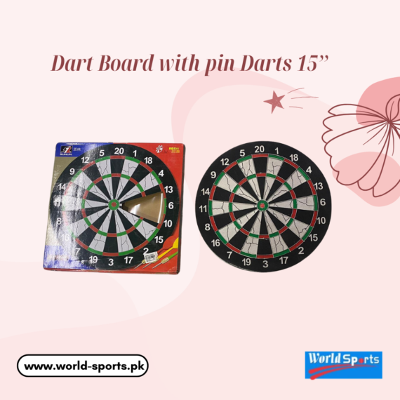 Dart Board with Pin Darts 15’’ – Classic Dart Game Set for Kids and Adults