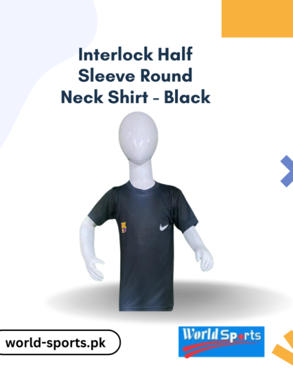 Interlock Half Sleeve Round Neck Shirt - Black | Soft and Comfortable Cotton Shirt for Everyday Wear