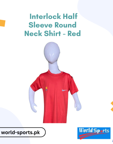 Interlock Half Sleeve Round Neck Shirt - Red | Soft and Comfortable Cotton Shirt for Everyday Style