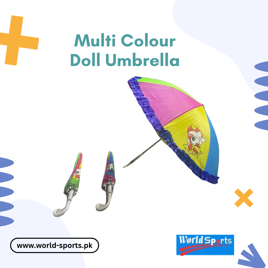 Multi-Colour Doll Umbrella - Vibrant and Stylish Umbrella with Doll-Themed Design for Kids