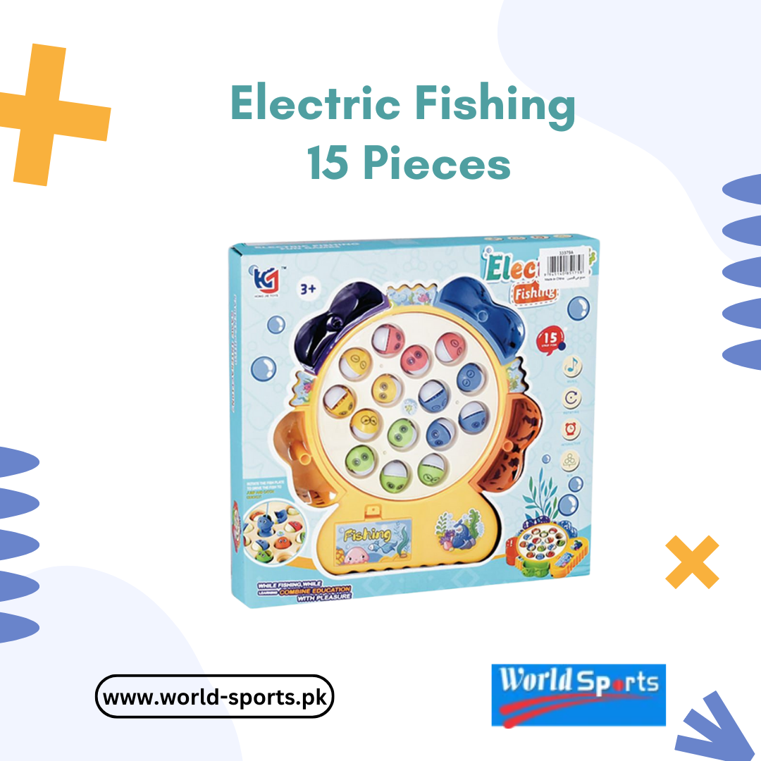 Electric Fishing Game – 15-Piece Rotating Fish Catching Toy with Lights, Music & Magnetic Rods