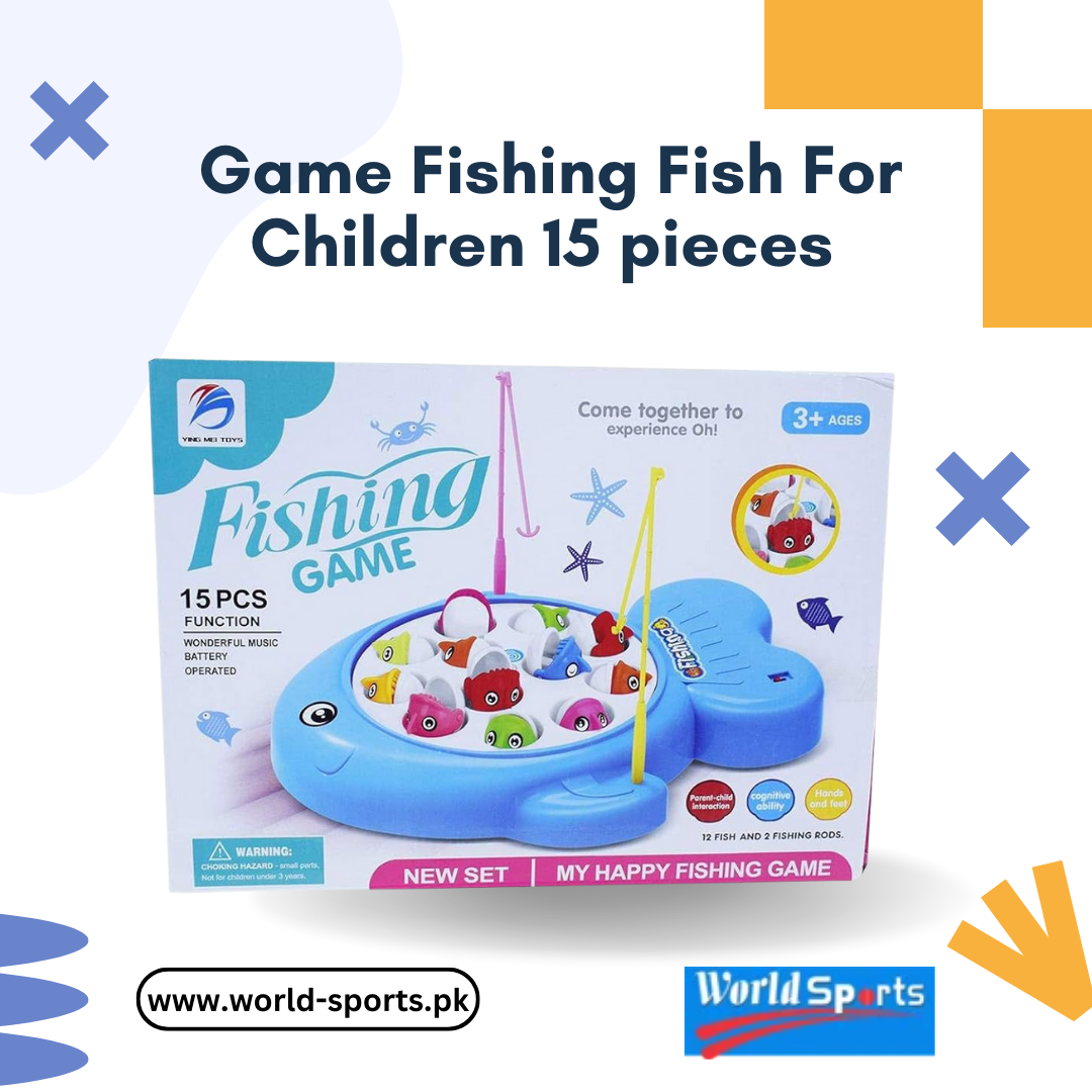 Game Fishing Fish for Children – 15-Piece Interactive Fishing Toy Set with Rotating Board, Music & Lights