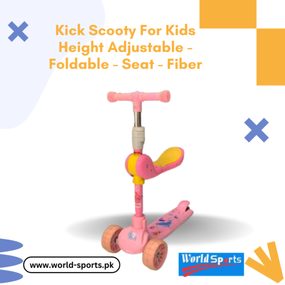 Kick Scooty for Kids – Height Adjustable, Foldable, Seat, Lightweight Fiber Frame – Safe & Fun Ride