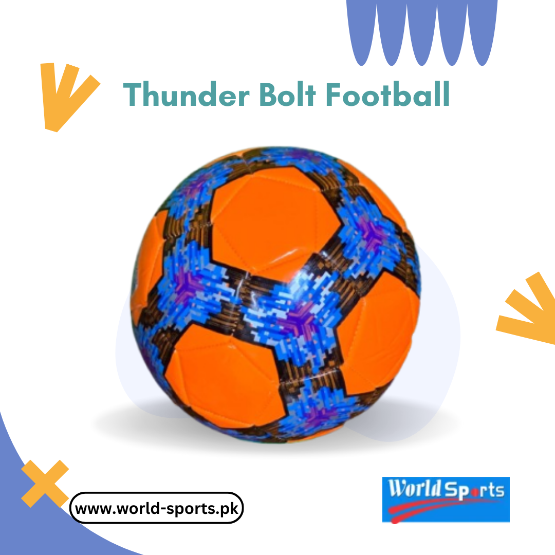 Thunder Bolt Football – Premium Size 5 Soccer Ball, Durable PU Leather, Machine-Stitched for Training & Matches