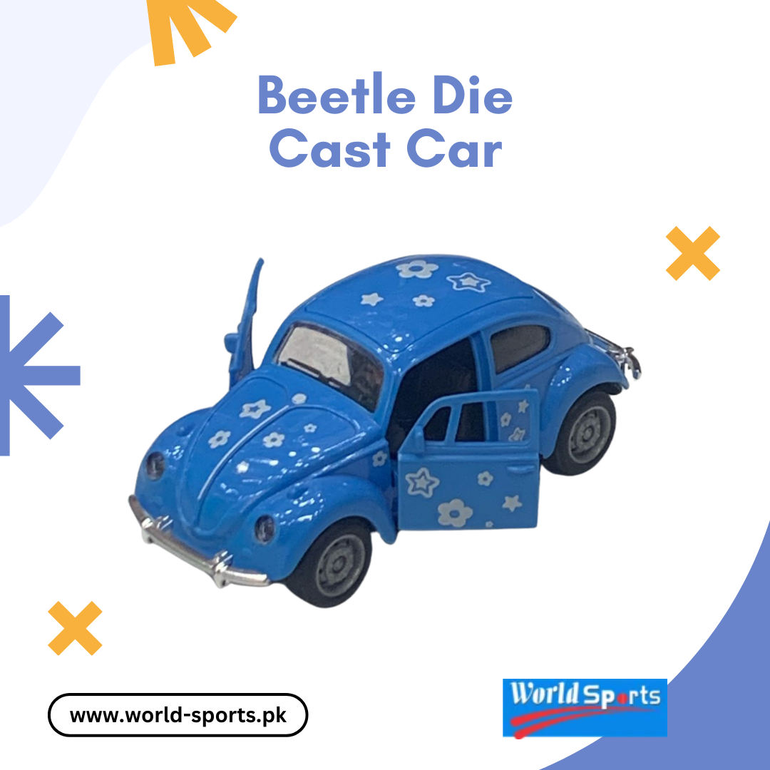 Beetle Die-Cast Car – Classic Volkswagen Metal Model Toy with Pull-Back Action & Openable Doors