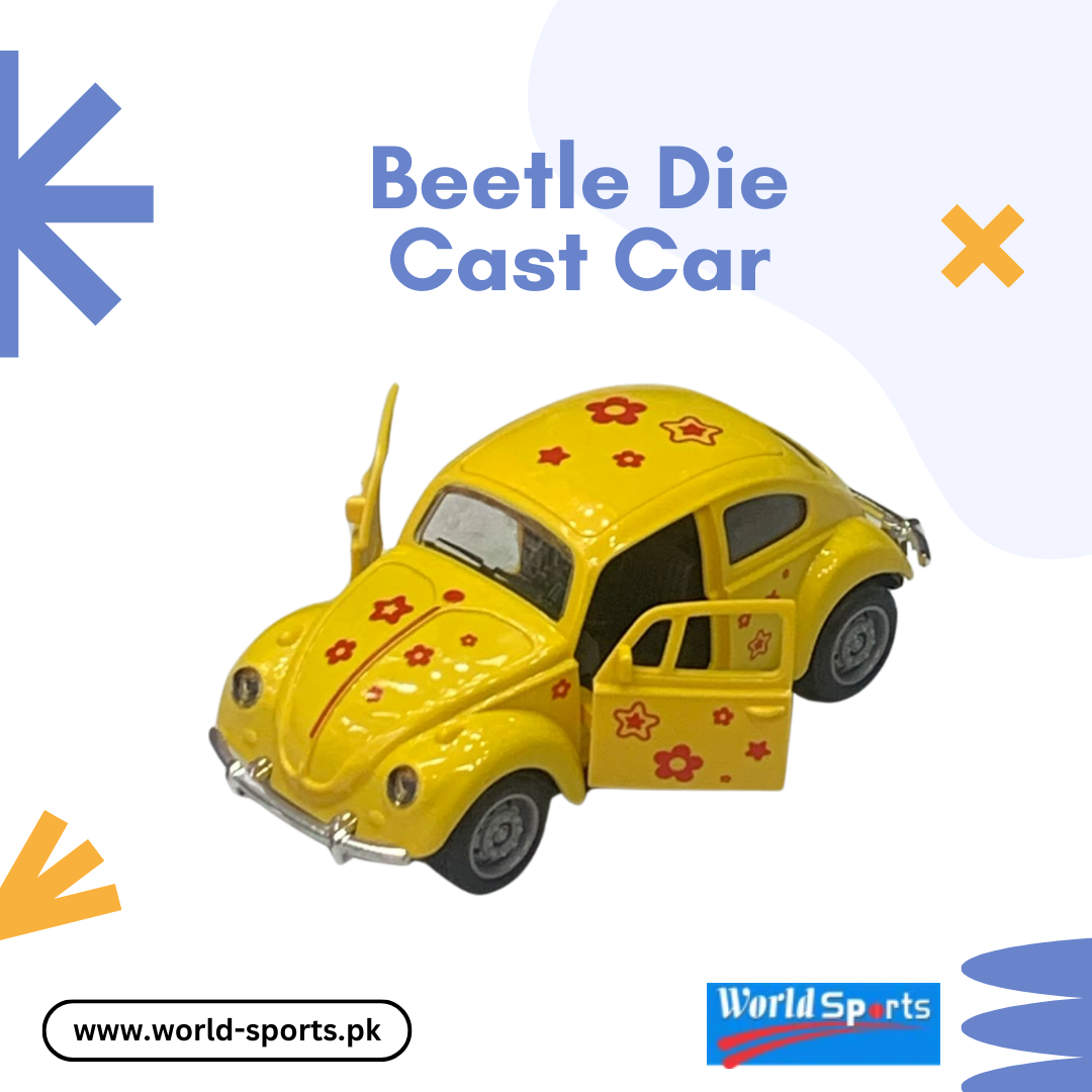 Beetle Die-Cast Car – Classic Volkswagen Metal Model Toy with Pull-Back Action & Openable Doors